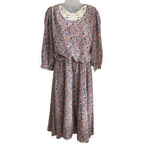 Blake Elizabeth 12 Vintage Dress Floral Print Long Sheath Flowy VTG